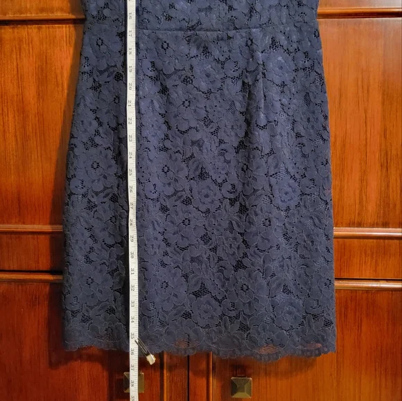 NWT!  H&M Blue  Lace Floral Embroidered Cap Sleeve Fit & Flare Round Neck Size 6 - Picture 3 of 9